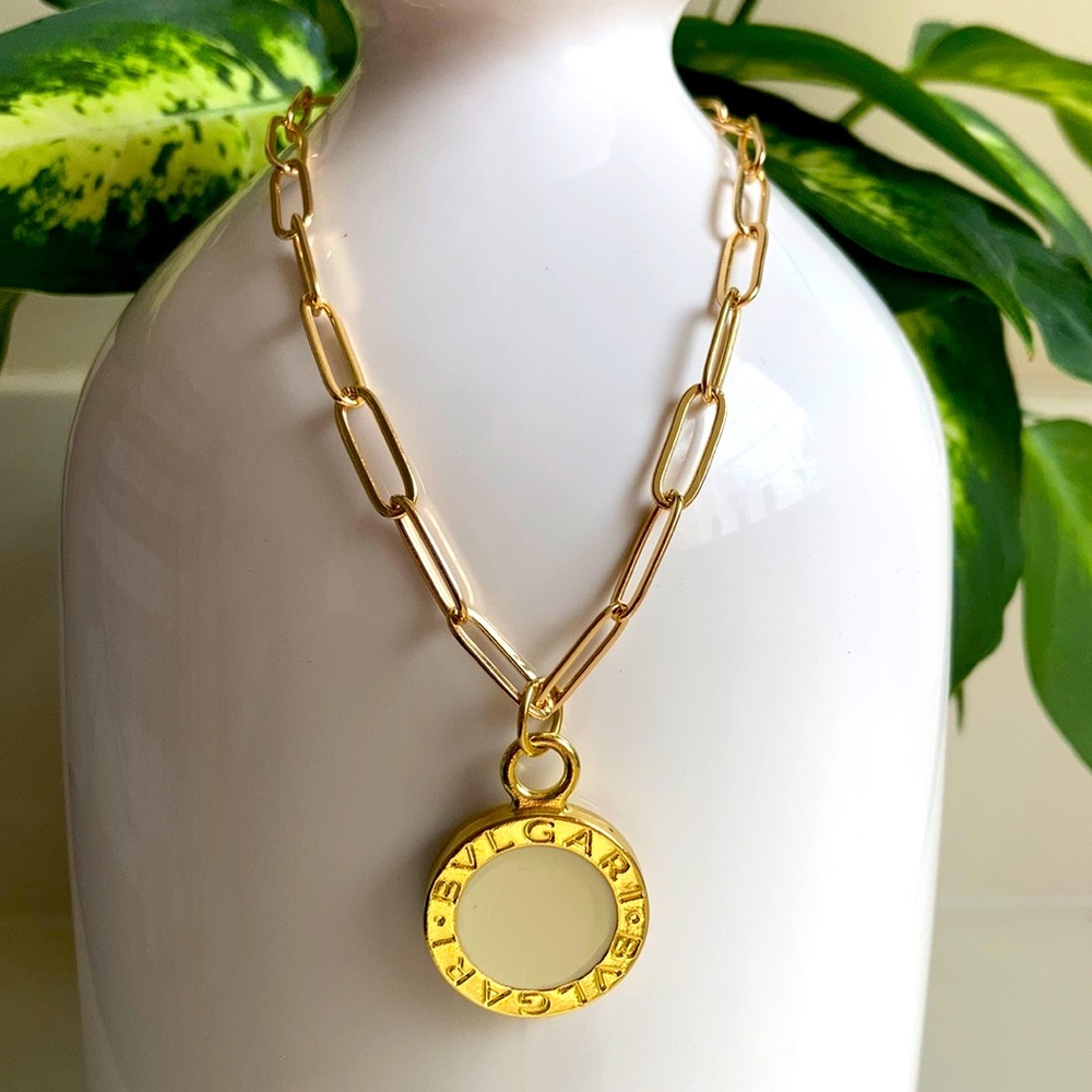 Bvlgari charm/pendant paperclip necklace NEW